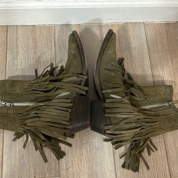 Free People Lawless Fringe Taupe Block Heel Western Ankle Boots Size 36 / 6 - Picture 8 of 16